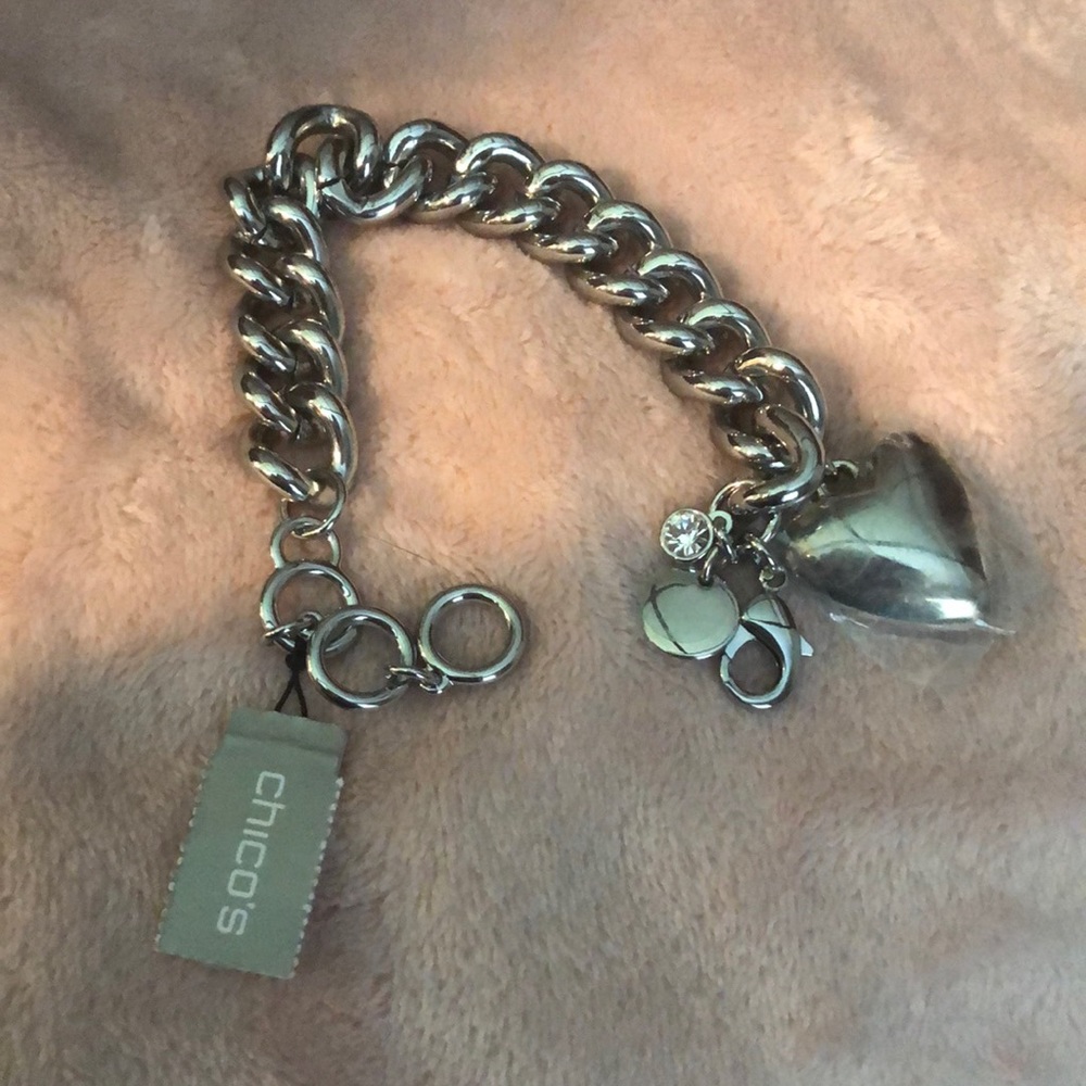 NWT silver heart bracelet by Chicos.